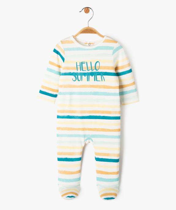 Pyjama dors-bien en coton à rayures bébé garçon - GEMO 4G BEBE Pyjama dors-bien en coton à rayures bébé garçon vue1 - GEMO 4G BEBE - GEMO