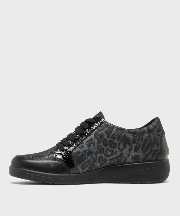 Chaussures confort dessus cuir à motif léopard femme vue3 - G'FLEX - GEMO