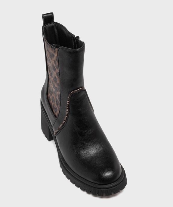 Boots avec empiècement léopard et semelle crantée femme - Emilia Rosa vue5 - EMILIA ROSA - GEMO