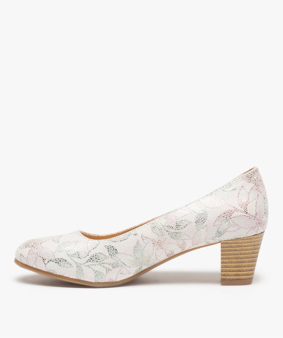 Escarpins femme à talon rainuré et motif fleuri' vue3 - GEMO(URBAIN) - GEMO