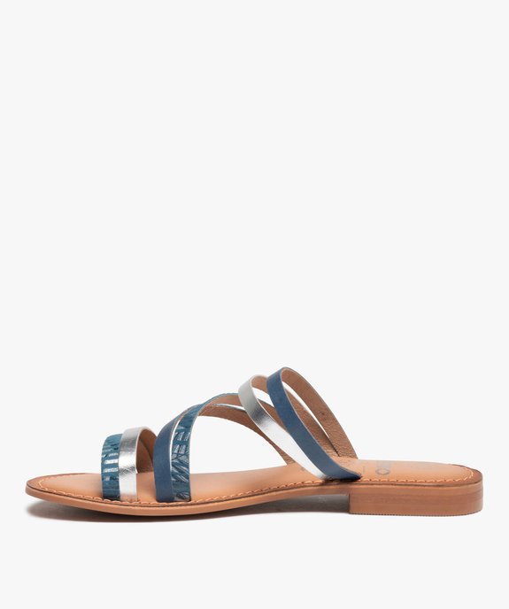 Mules femme à fines brides fantaisie en cuir vue3 - GEMO (CASUAL) - GEMO