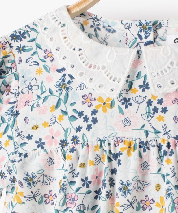 Blouse bébé fille à manches courtes et col en dentelle anglaise vue2 - GEMO(BEBE DEBT) - GEMO