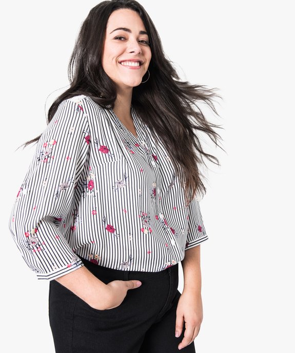 Tunique imprimée manches 3/4 vue1 - GEMO (G TAILLE) - GEMO