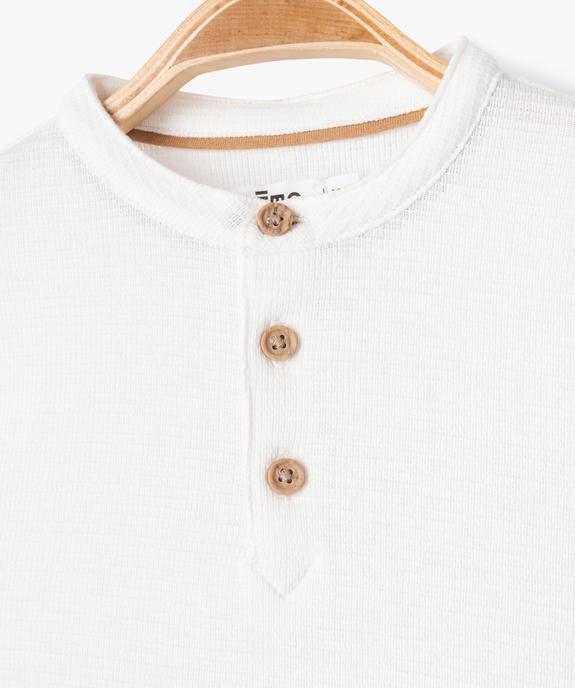 Tee-shirt manches courtes à col tunisien en maille nid d'abeille bébé garçon vue2 - GEMO(BEBE DEBT) - GEMO