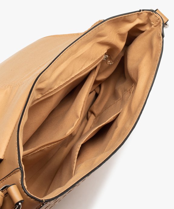 Sac femme forme besace avec surpiqûres et effet tressé vue3 - GEMO (ACCESS) - GEMO