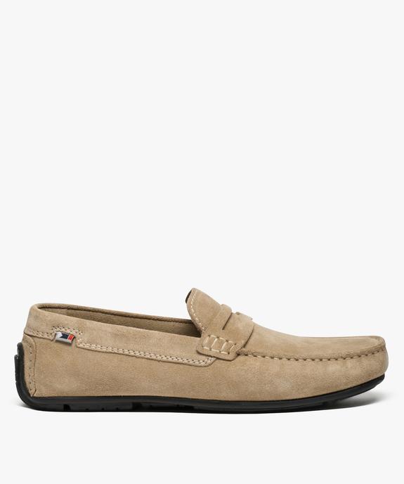 Mocassins homme dessus et intérieur cuir avec surpiqûres vue1 - GEMO (HOMME) - GEMO