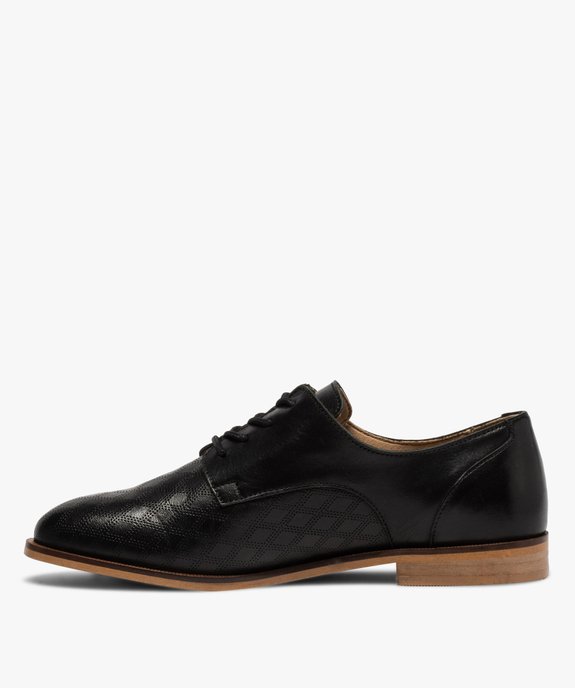 Derbies femme à talon plat et tige perforée vue3 - GEMO (CASUAL) - GEMO