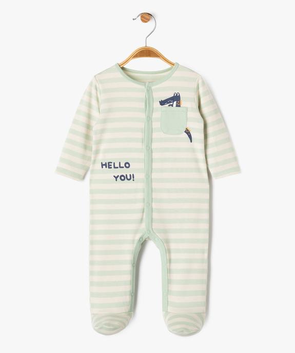 Pyjama en coton ouvert devant à rayures bébé garçon vue1 - GEMO 4G BEBE - GEMO