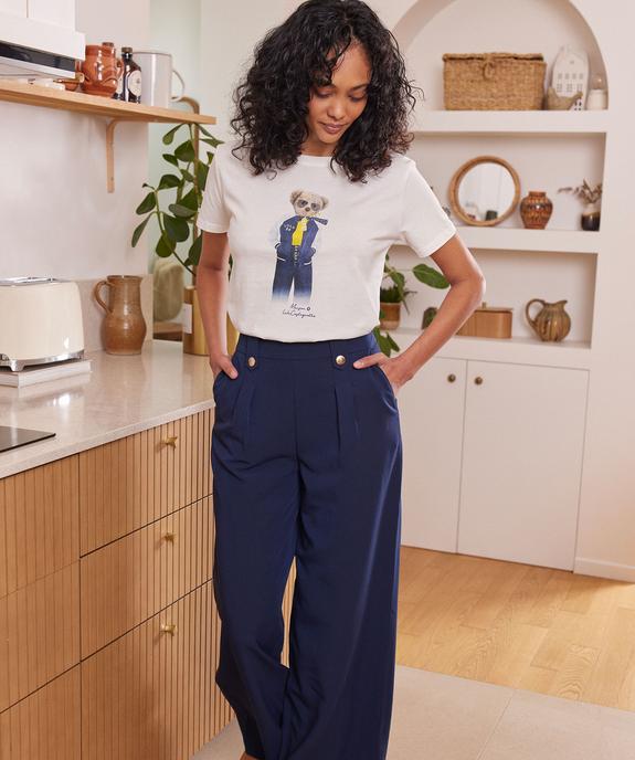 Tee-shirt manches courtes ample imprimé femme - LuluCastagnette vue1 - LULUCASTAGNETTE - GEMO