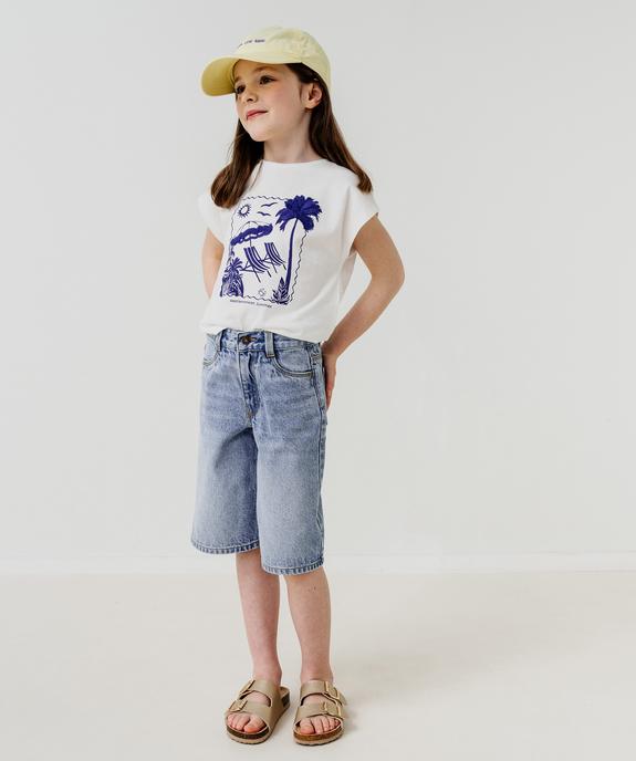 Tee-shirt manches courtes avec motif poitrine et dos fille vue5 - GEMO 4G FILLE - GEMO