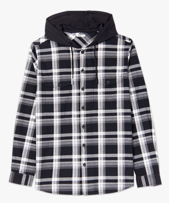 Chemise homme à carreaux avec capuche unie vue4 - GEMO (HOMME) - GEMO