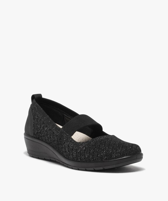 Ballerines femme confort unies avec paillettes et à semelle compensée vue2 - GEMO 4G FEMME - GEMO