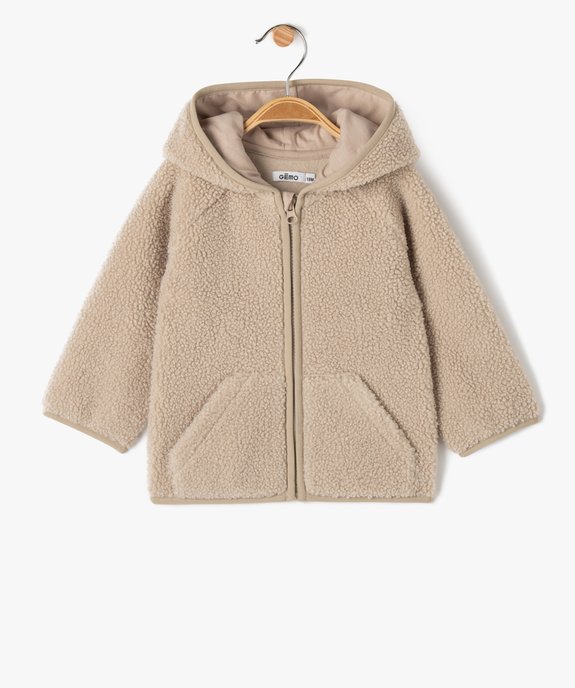 Sweat zippé à capuche en maille sherpa bébé garçon vue1 - GEMO(BEBE DEBT) - GEMO