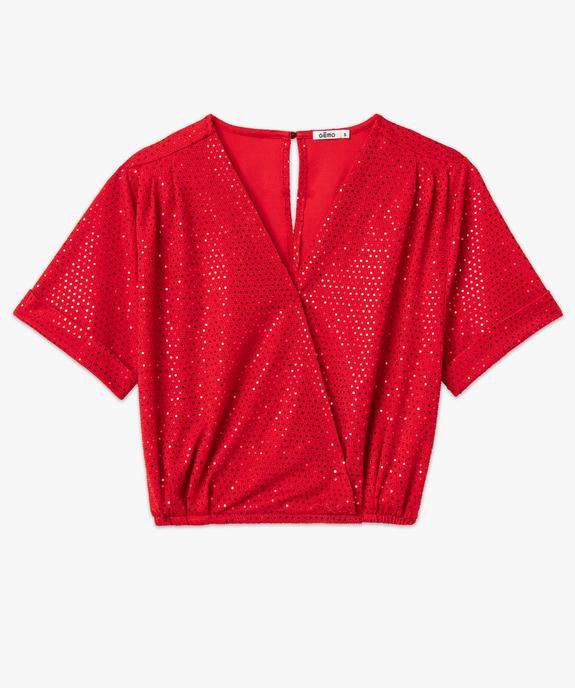 Tee-shirt femme à manches courtes à paillettes vue4 - GEMO(FEMME PAP) - GEMO