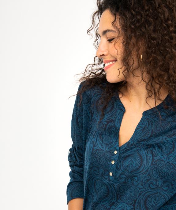Tee-shirt à manches longues imprimé en polyester recyclé femme vue2 - GEMO 4G FEMME - GEMO
