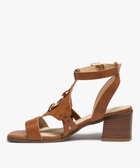 Sandales femme à talon et bride centrale avec anneau vue3 - GEMO(URBAIN) - GEMO