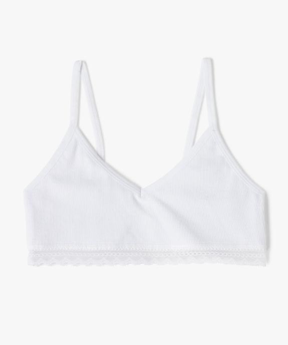 Brassière à fines bretelles en maille côtelée fille vue1 - GEMO 4G FILLE - GEMO