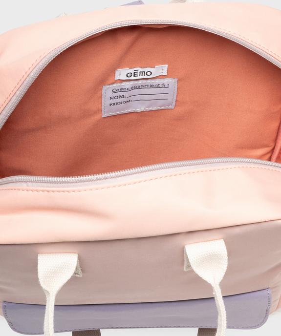 Sac à dos tricolore en toile fille  vue3 - GEMO (ENFANT) - GEMO