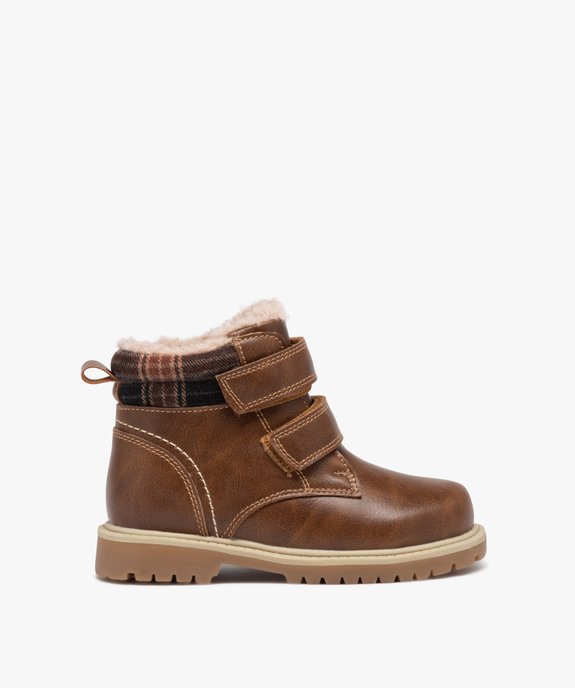 Boots fourrées chaudes à scratch et col fantaisie vue1 - PREMIER PRIX BY GEMO - GEMO