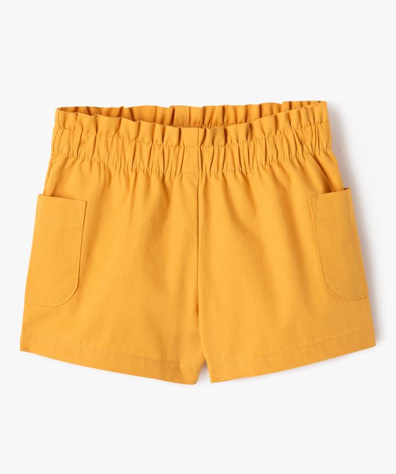 Short en toile à taille élastiquée et poches plaquées bébé fille vue1 - GEMO(BEBE DEBT) - GEMO
