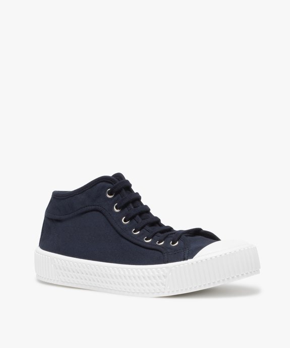 Tennis homme en toile unie semi-montantes vue2 - GEMO (CASUAL) - GEMO
