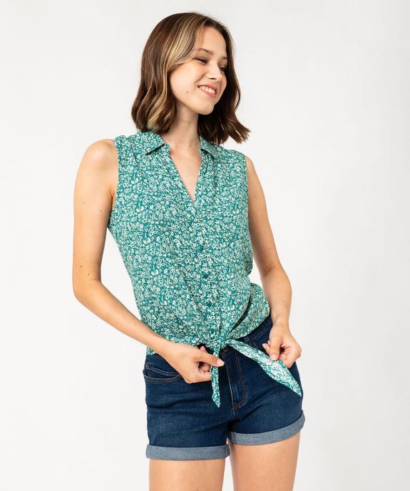 Chemise sans manches imprimée avec nœud dans le bas femme vue2 - GEMO 4G FEMME - GEMO