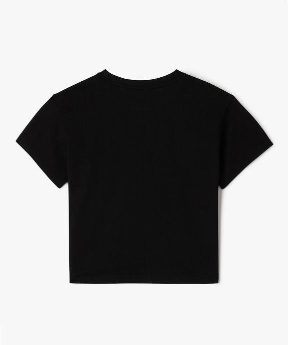 Tee-shirt manches courtes coupe crop top à paillettes fille vue3 - GEMO 4G FILLE - GEMO