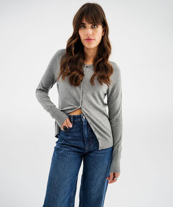 Gilet à col rond en maille fine femme vue1 - GEMO 4G FEMME - GEMO