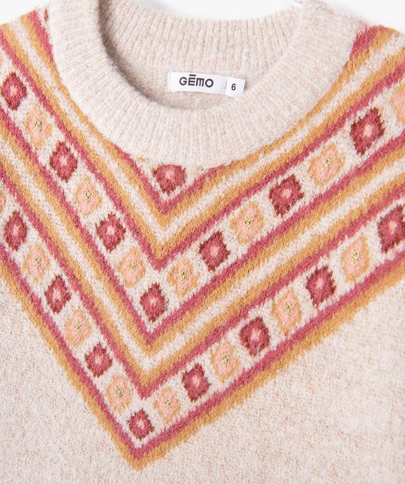 Pull avec motif en V sur le buste fille vue3 - GEMO (ENFANT) - GEMO