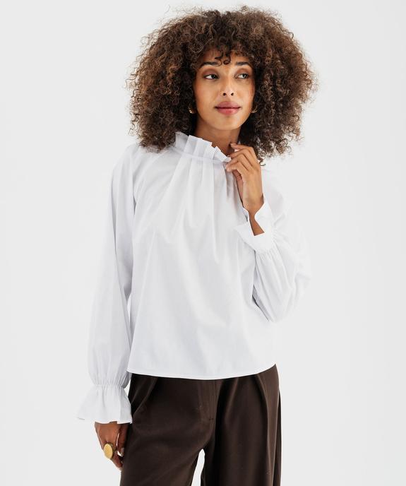 Blouse en coton stretch avec finitions froncées femme vue3 - GEMO(FEMME PAP) - GEMO