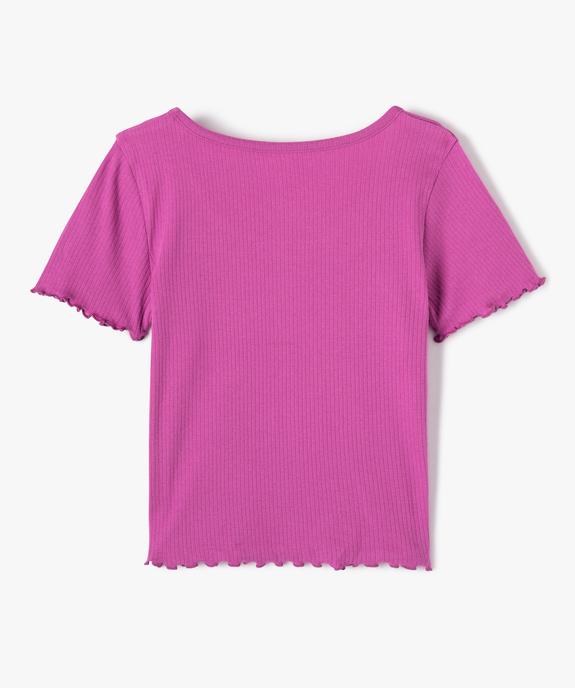 Tee-shirt fille à manches courtes en maille côtelée  vue3 - GEMO (JUNIOR) - GEMO