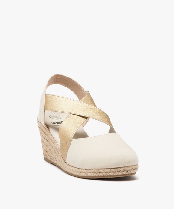 Sandales femme unies avec semelle corde compensée dessus à brides élastiques vue2 - GEMO(URBAIN) - GEMO