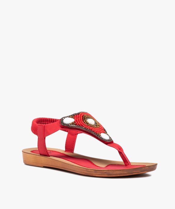 Sandales femme plates à entre-doigts orné de perles vue2 - GEMO (CASUAL) - GEMO