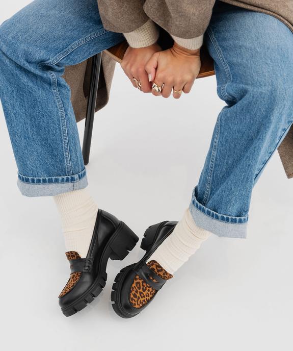 Mocassins avec dessus léopard et semelle crantée femme - 5 Miles vue7 - 5 MILES - GEMO