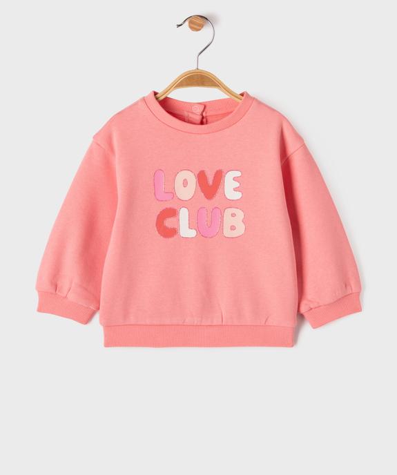 Sweat molletonné bébé fille avec motifs et message vue1 - GEMO 4G BEBE - GEMO