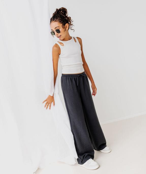Pantalon large fluide avec taille ajustable fille vue2 - GEMO (JUNIOR) - GEMO