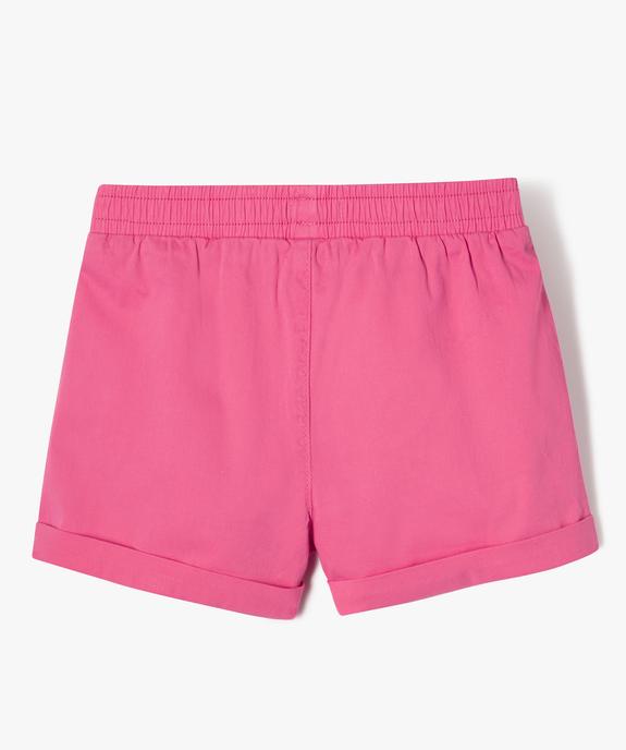 Short ample avec taille élastique en coton stretch fille vue3 - GEMO (ENFANT) - GEMO