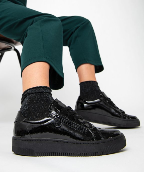 Baskets femme vernies à zip et à lacets  vue1 - GEMO (SPORTSWR) - GEMO