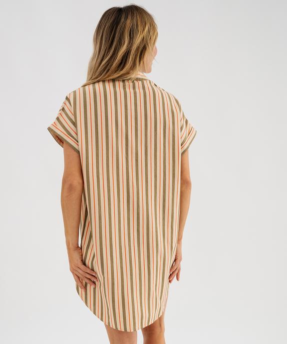 Chemise de nuit rayée à manches courtes femme vue3 - GEMO(HOMWR FEM) - GEMO
