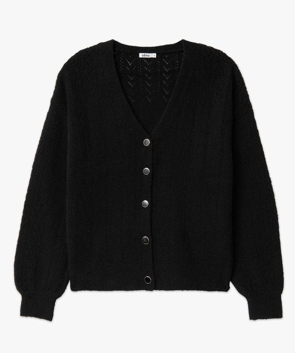 Gilet coupe droite en maille douillette ajourée femme vue4 - GEMO 4G FEMME - GEMO