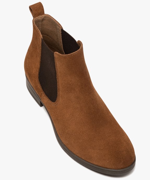 Boots femme à talon plat unis en cuir style Chelsea vue5 - VALENTINA BALDA - GEMO