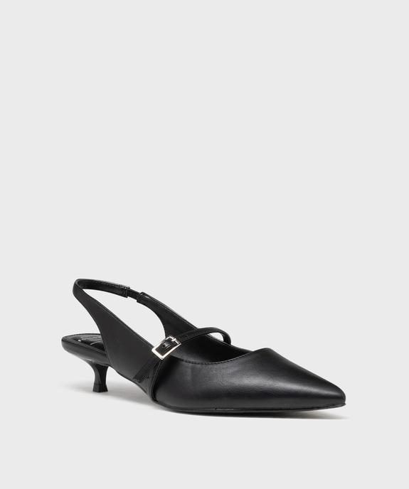 Escarpins kitten heels à bout pointu et talon ouvert femme vue2 - FOLLOW ME - GEMO
