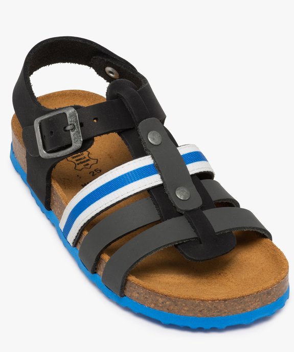 Sandales garçon à brides en cuir et semelle contrastée vue5 - GEMO (ENFANT) - GEMO