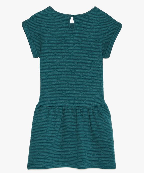 Robe fille à manches courtes en maille matelassée et motifs étoiles vue2 - GEMO (ENFANT) - GEMO