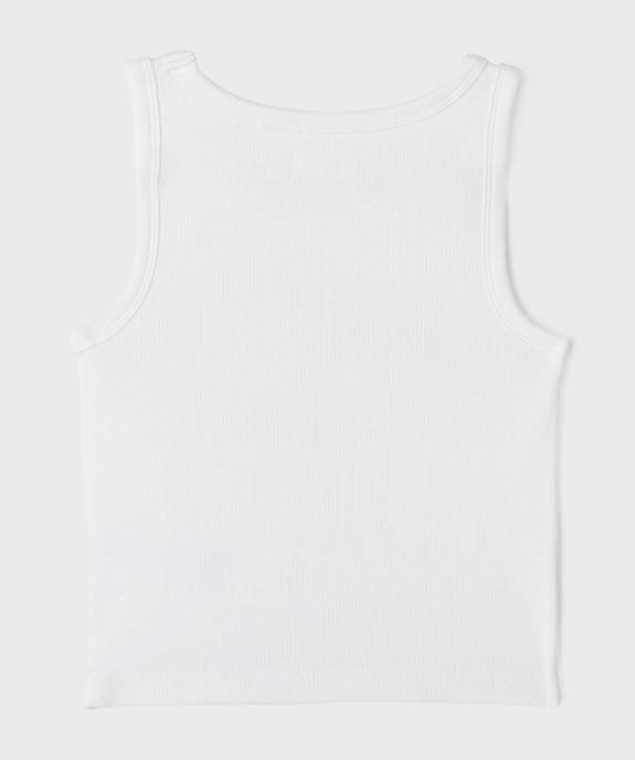 Débardeur en maille côtelée coupe courte avec inscription fille vue3 - GEMO 4G FILLE - GEMO