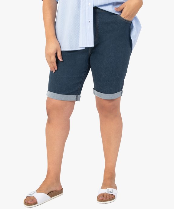 Bermuda femme grande taille en coton stretch Coupe ajustée vue1 - GEMO (G TAILLE) - GEMO