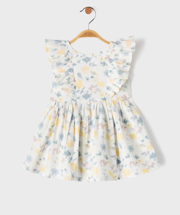 Robe courte à volants en coton fleuri bébé fille  vue3 - GEMO(BEBE DEBT) - GEMO