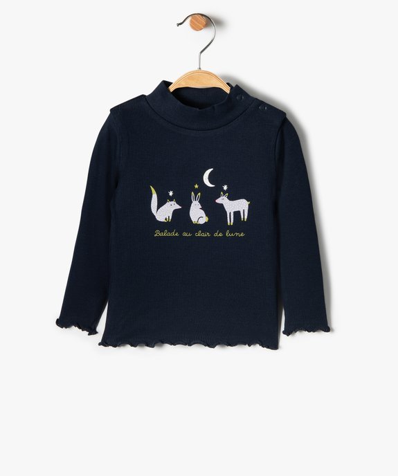 Tee-shirt en maille côtelée à col montant bébé fille vue1 - GEMO(BEBE DEBT) - GEMO