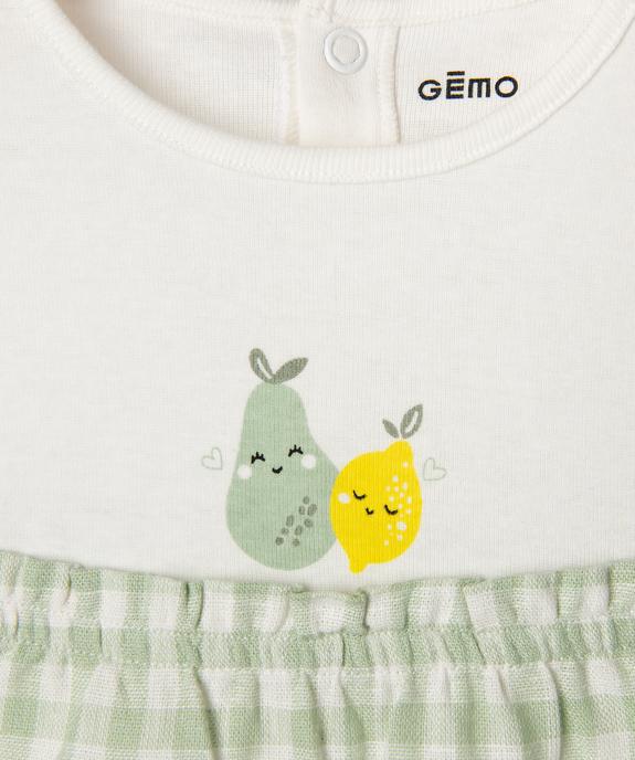 Robe avec body intégré bébé fille vue3 - GEMO(BB COUCHE) - GEMO