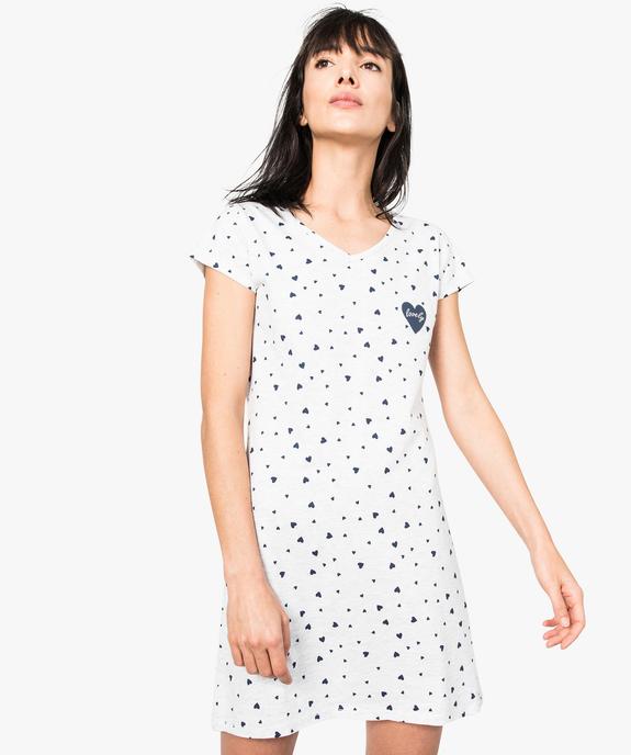 Chemise de nuit imprimée à manches courtes femme vue1 - GEMO 4G FEMME - GEMO